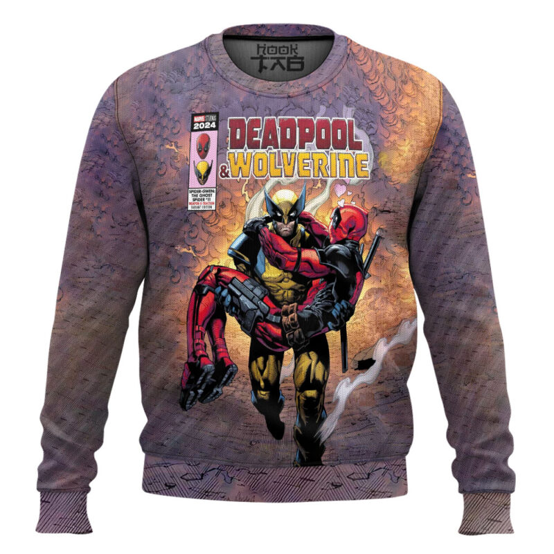 Hooktab Deadpool And Wolverine Iconic Moment Ugly Christmas Sweater