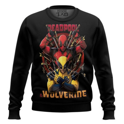 Hooktab Deadpool And Wolverine Marvel Ugly Christmas Sweater