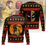 Hooktab Deadpool And Wolverine Titanic Moment Ugly Christmas Sweater