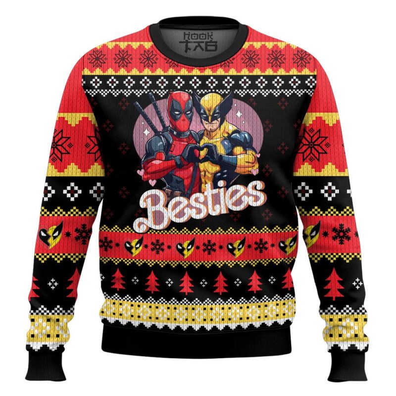 Hooktab Deadpool & Wolverine Besties Ugly Christmas Sweater