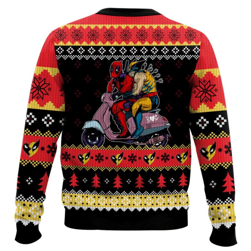 Hooktab Deadpool & Wolverine Besties Ugly Christmas Sweater Hooktab Deadpool & Wolverine Besties Ugly Christmas Sweater