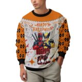 Hooktab Deadpool Wolverine Halloween Ugly Christmas Sweater