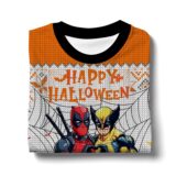 Hooktab Deadpool Wolverine Halloween Ugly Christmas Sweater