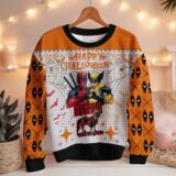 Hooktab Deadpool Wolverine Halloween Ugly Christmas Sweater