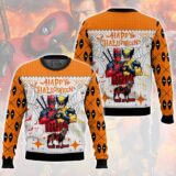 Hooktab Deadpool Wolverine Halloween Ugly Christmas Sweater