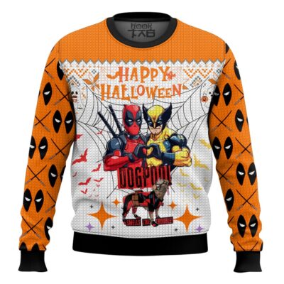 Hooktab Deadpool Wolverine Halloween Ugly Christmas Sweater