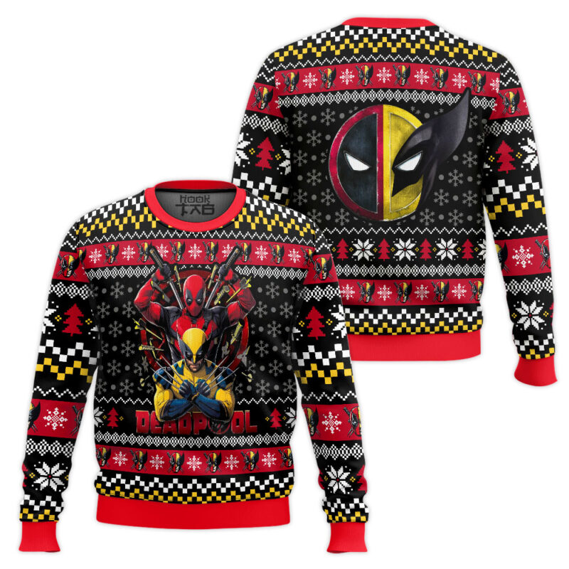 Hooktab Deadpool X Wolverine Ugly Christmas Sweater Hooktab Deadpool X Wolverine Ugly Christmas Sweater