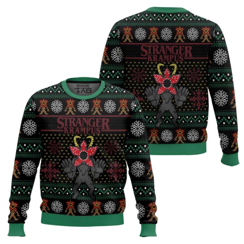 Hooktab Demogorgon Krampus Stranger Things Ugly Christmas Sweater Hooktab Demogorgon Krampus Stranger Things Ugly Christmas Sweater