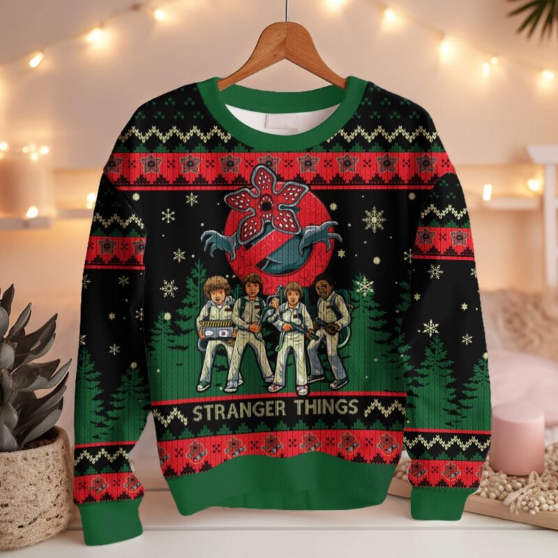 Hooktab Demogorgon Stranger Things Ugly Christmas Sweater Hooktab Demogorgon Stranger Things Ugly Christmas Sweater