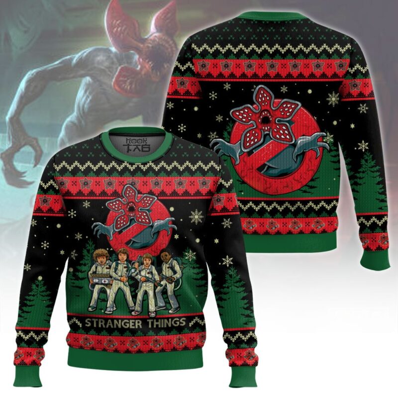 Hooktab Demogorgon Stranger Things Ugly Christmas Sweater Hooktab Demogorgon Stranger Things Ugly Christmas Sweater