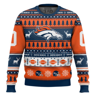 Hooktab Denver Broncos - Custom Name And Number Ugly Sweater