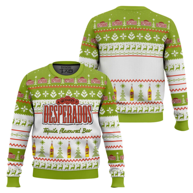 Hooktab Desperados Tequila Flavored Beer Ugly Christmas Sweater Hooktab Desperados Tequila Flavored Beer Ugly Christmas Sweater