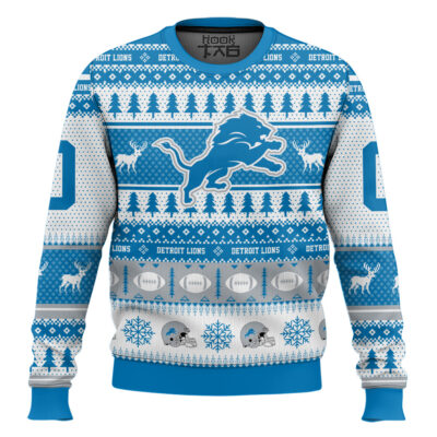 Hooktab Detroit Lions - Custom Name And Number Ugly Sweater