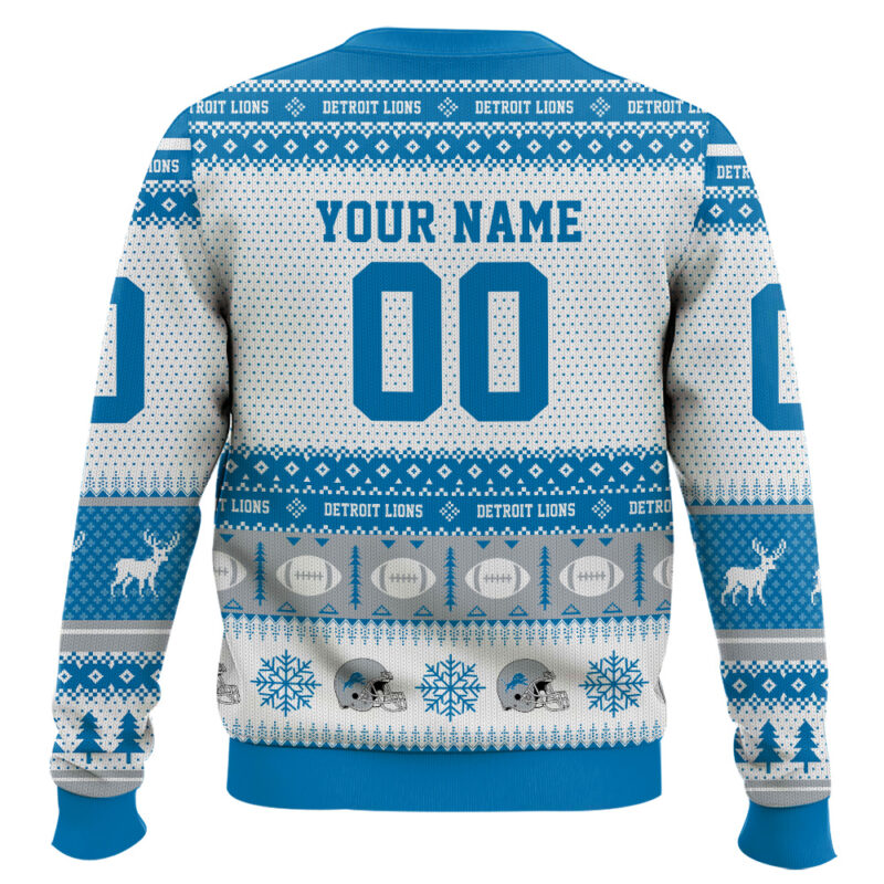 Hooktab Detroit Lions - Custom Name And Number Ugly Sweater Hooktab Detroit Lions - Custom Name And Number Ugly Sweater