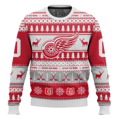 Hooktab Detroit Red Wings - Custom Name And Number Ugly Sweater