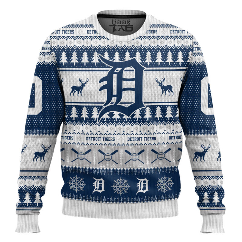 Hooktab Detroit Tigers - Custom Name And Number Ugly Sweater