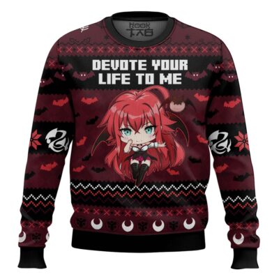 Hooktab Devote Your Life To Me High School DXD Ugly Christmas Sweater