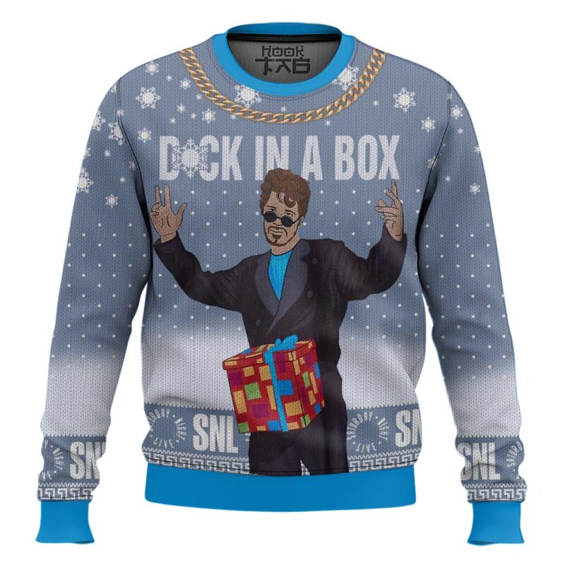 Hooktab Dick In A Box Saturday Night Live Ugly Christmas Sweater Hooktab Dick In A Box Saturday Night Live Ugly Christmas Sweater