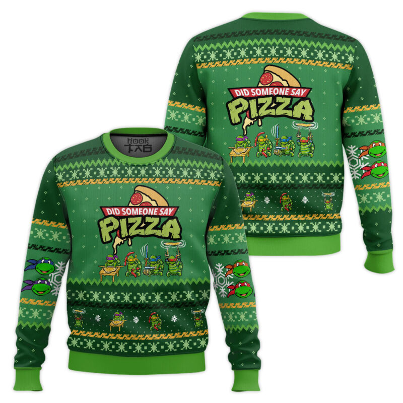 Hooktab Did Someone Say Pizza Teenage Mutant Ninja Turtles Ugly Christmas Sweater Hooktab Did Someone Say Pizza Teenage Mutant Ninja Turtles Ugly Christmas Sweater