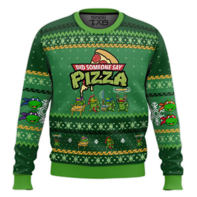 Hooktab Did Someone Say Pizza Teenage Mutant Ninja Turtles Ugly Christmas Sweater