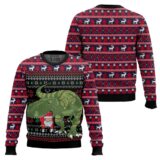 Hooktab Dinosaur Santa Ugly Christmas Sweater