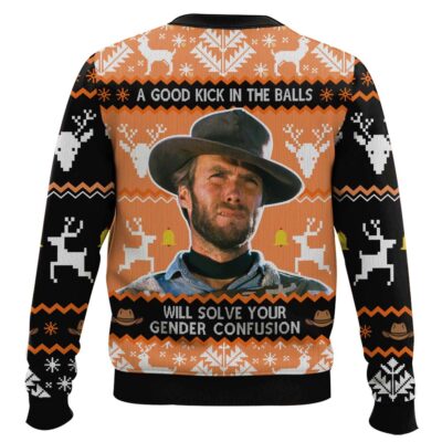 Hooktab Dirty Harry A Good Kick In The Balls Ugly Christmas Sweater