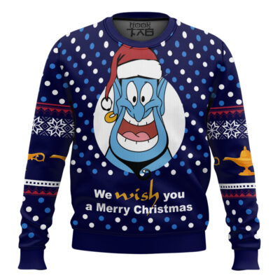 Hooktab Disney Aladdin We Wish You A Merry Christmas Ugly Christmas Sweater