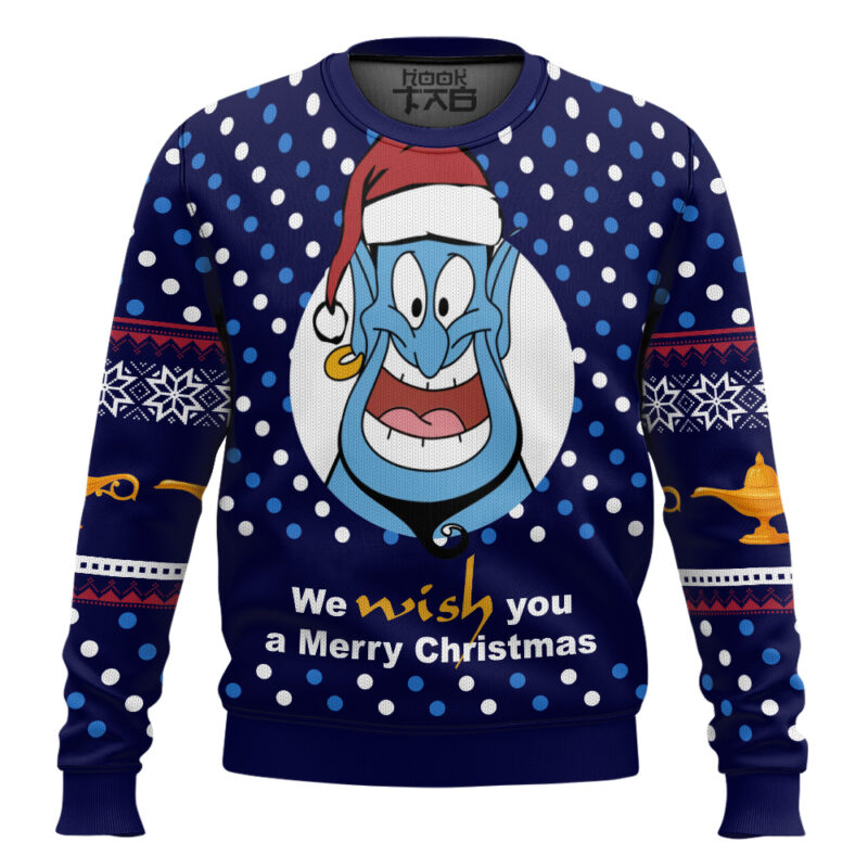 Hooktab Disney Aladdin We Wish You A Merry Christmas Ugly Christmas Sweater