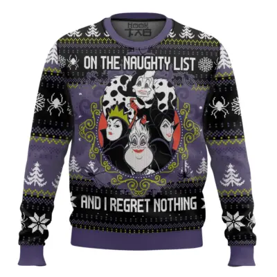 Hooktab Disney Villains On The Naughty List Ugly Christmas Sweater