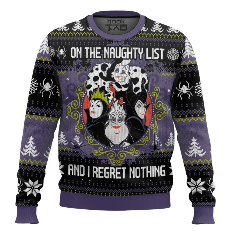 Hooktab Disney Villains On The Naughty List Ugly Christmas Sweater