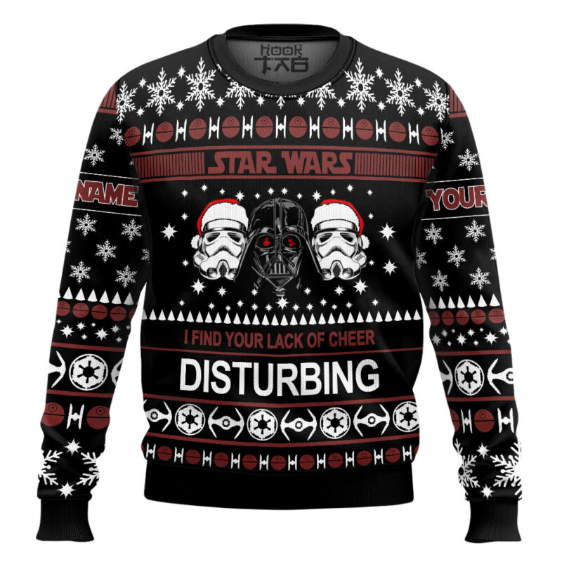 Hooktab Disturbing Star Wars - Custom Name Ugly Christmas Sweater