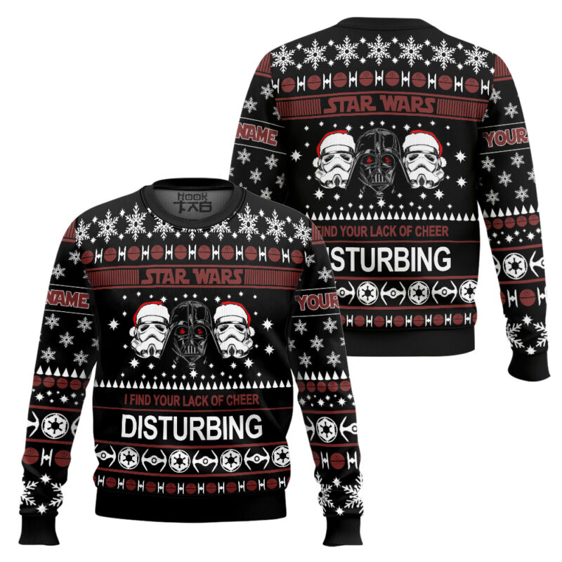 Hooktab Disturbing Star Wars - Custom Name Ugly Christmas Sweater Hooktab Disturbing Star Wars - Custom Name Ugly Christmas Sweater