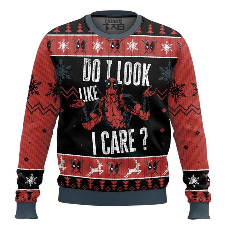 Hooktab Do I Look Like I Care Deadpool Ugly Christmas Sweater
