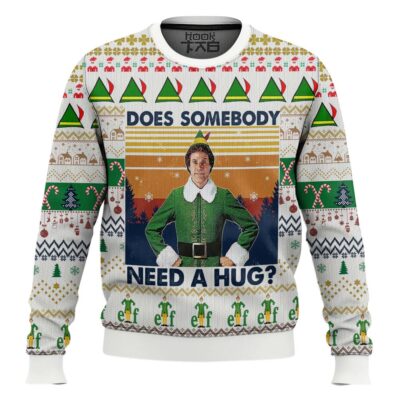 Hooktab Does Somebody Need A Hug Elf Ugly Christmas Sweater