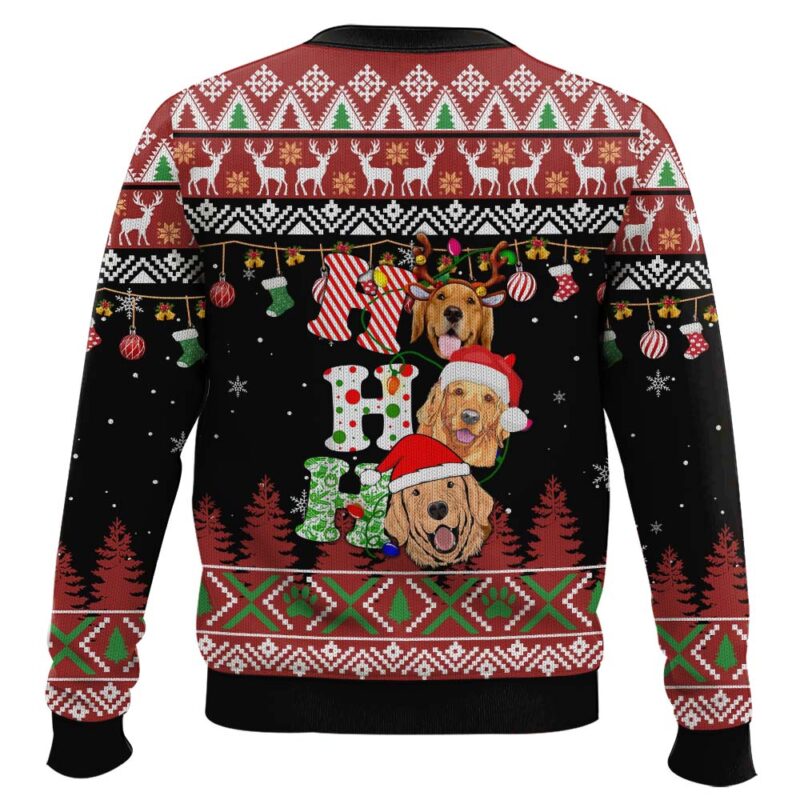 Hooktab Dog Lover Golden Retriever Ho Ho Ho Ugly Christmas Sweater Hooktab Dog Lover Golden Retriever Ho Ho Ho Ugly Christmas Sweater