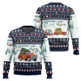 Hooktab Dog Pickup Retro Camper And Wagog Ugly Christmas Sweater