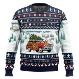 Hooktab Dog Pickup Retro Camper And Wagog Ugly Christmas Sweater