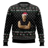 Hooktab Dominic Toretto Who Needs Santa, When You Got Family Fast And Furious Ugly Christmas Sweater