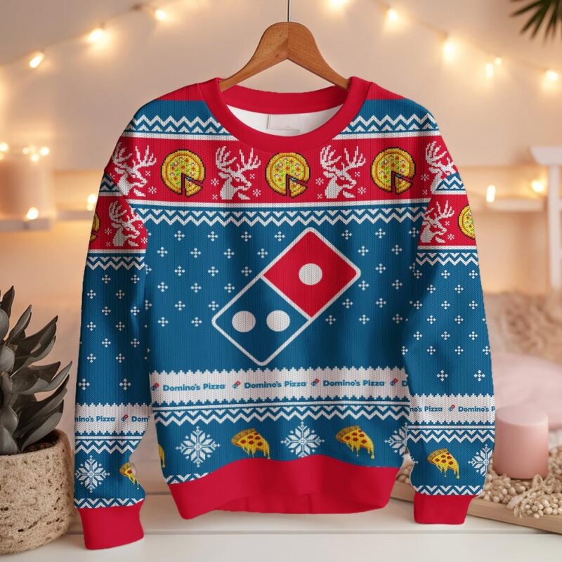 Hooktab Domino's Pizza Ugly Christmas Sweater Hooktab Domino's Pizza Ugly Christmas Sweater