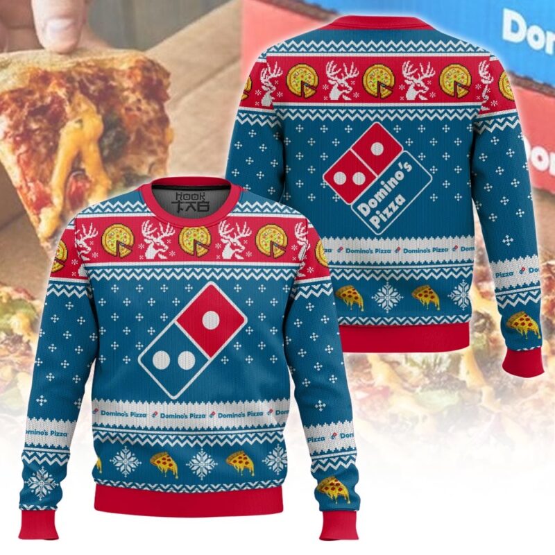 Hooktab Domino's Pizza Ugly Christmas Sweater Hooktab Domino's Pizza Ugly Christmas Sweater
