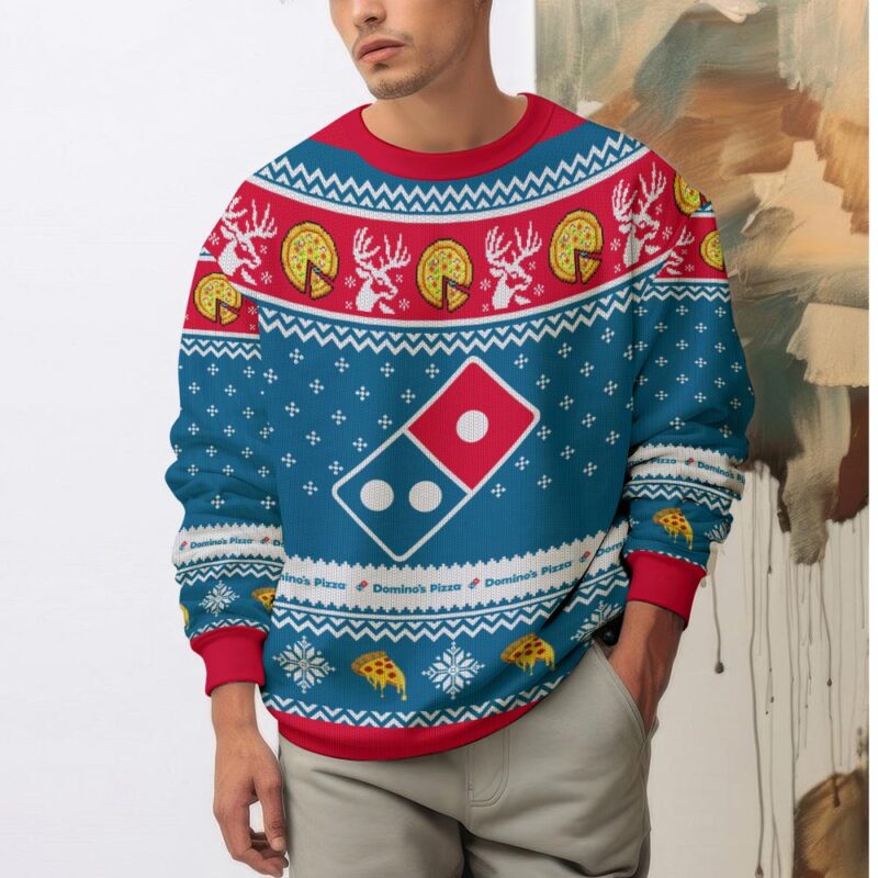 Hooktab Domino's Pizza Ugly Christmas Sweater Hooktab Domino's Pizza Ugly Christmas Sweater