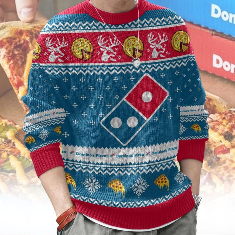 Hooktab Domino's Pizza Ugly Christmas Sweater Hooktab Domino's Pizza Ugly Christmas Sweater