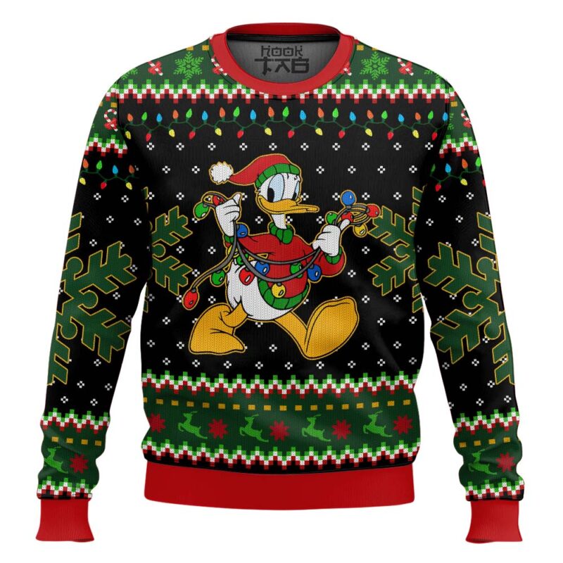 Hooktab Donald Duck Christmas Lights Ugly Christmas Sweater