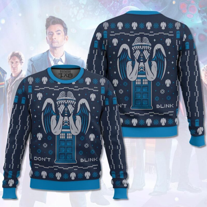 Hooktab Don't Blink Doctor Who Ugly Christmas Sweater Hooktab Don't Blink Doctor Who Ugly Christmas Sweater