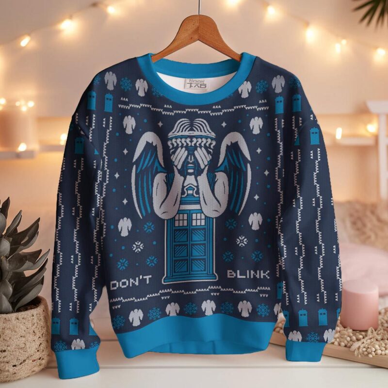 Hooktab Don't Blink Doctor Who Ugly Christmas Sweater Hooktab Don't Blink Doctor Who Ugly Christmas Sweater