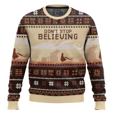 Hooktab Don't Stop Believing Thatgamecompany Journey Ugly Christmas Sweater