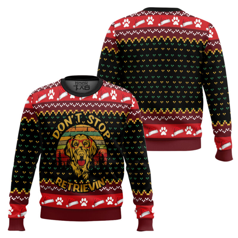 Hooktab Dont Stop Retrievin Golden Retriever Ugly Christmas Sweater Hooktab Dont Stop Retrievin Golden Retriever Ugly Christmas Sweater