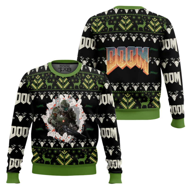 Hooktab Doomguy Doom Ugly Christmas Sweater Hooktab Doomguy Doom Ugly Christmas Sweater