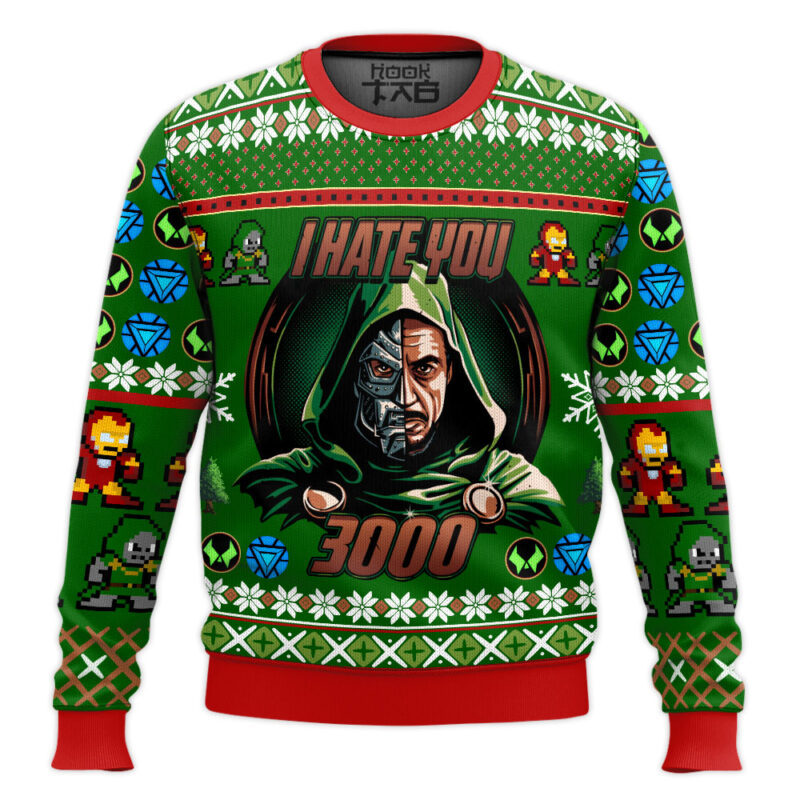 Hooktab Dr Doom I Hate You 3000 Ugly Christmas Sweater