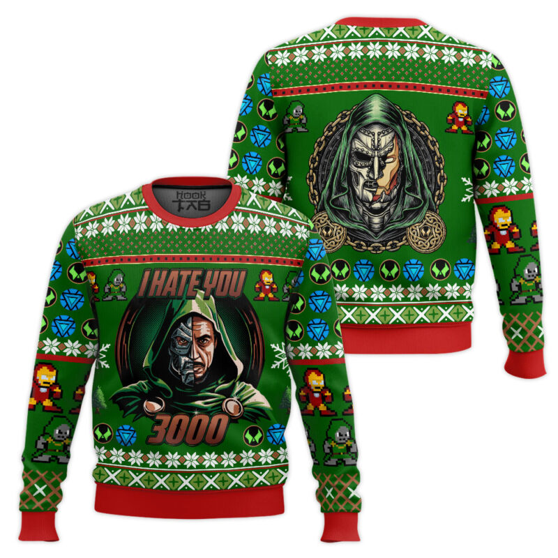 Hooktab Dr Doom I Hate You 3000 Ugly Christmas Sweater Hooktab Dr Doom I Hate You 3000 Ugly Christmas Sweater